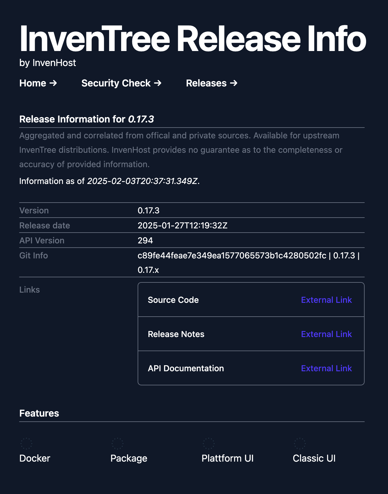 Sample release detail screenshot